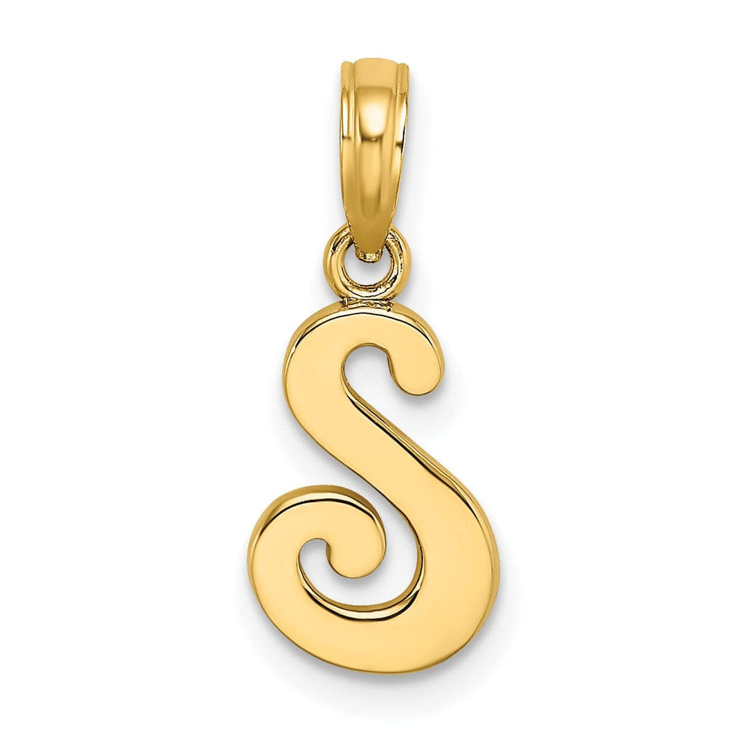 Lovely Rita's Pendants & Charms 14K Yellow Gold Fancy Script Design Letter S Initial Charm Pendant