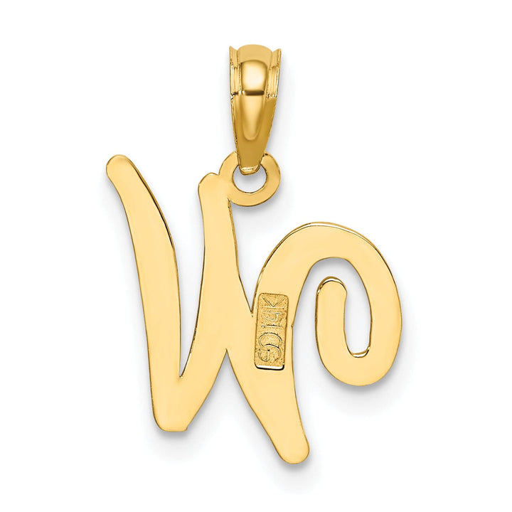 Lovely Rita's Pendants & Charms 14K Yellow Gold Fancy Script Design Letter W Initial Charm Pendant