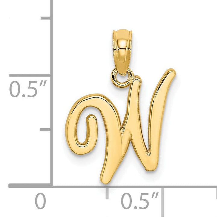 Lovely Rita's Pendants & Charms 14K Yellow Gold Fancy Script Design Letter W Initial Charm Pendant