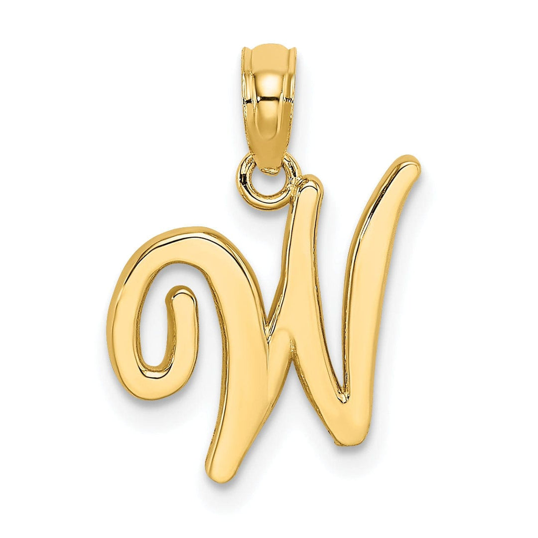 Lovely Rita's Pendants & Charms 14K Yellow Gold Fancy Script Design Letter W Initial Charm Pendant