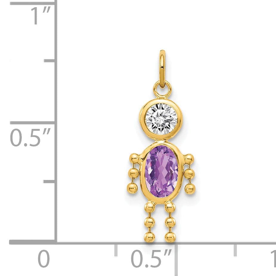 Lovely Rita's Pendants & Charms 14k Yellow Gold February Boy Gemstone Charm