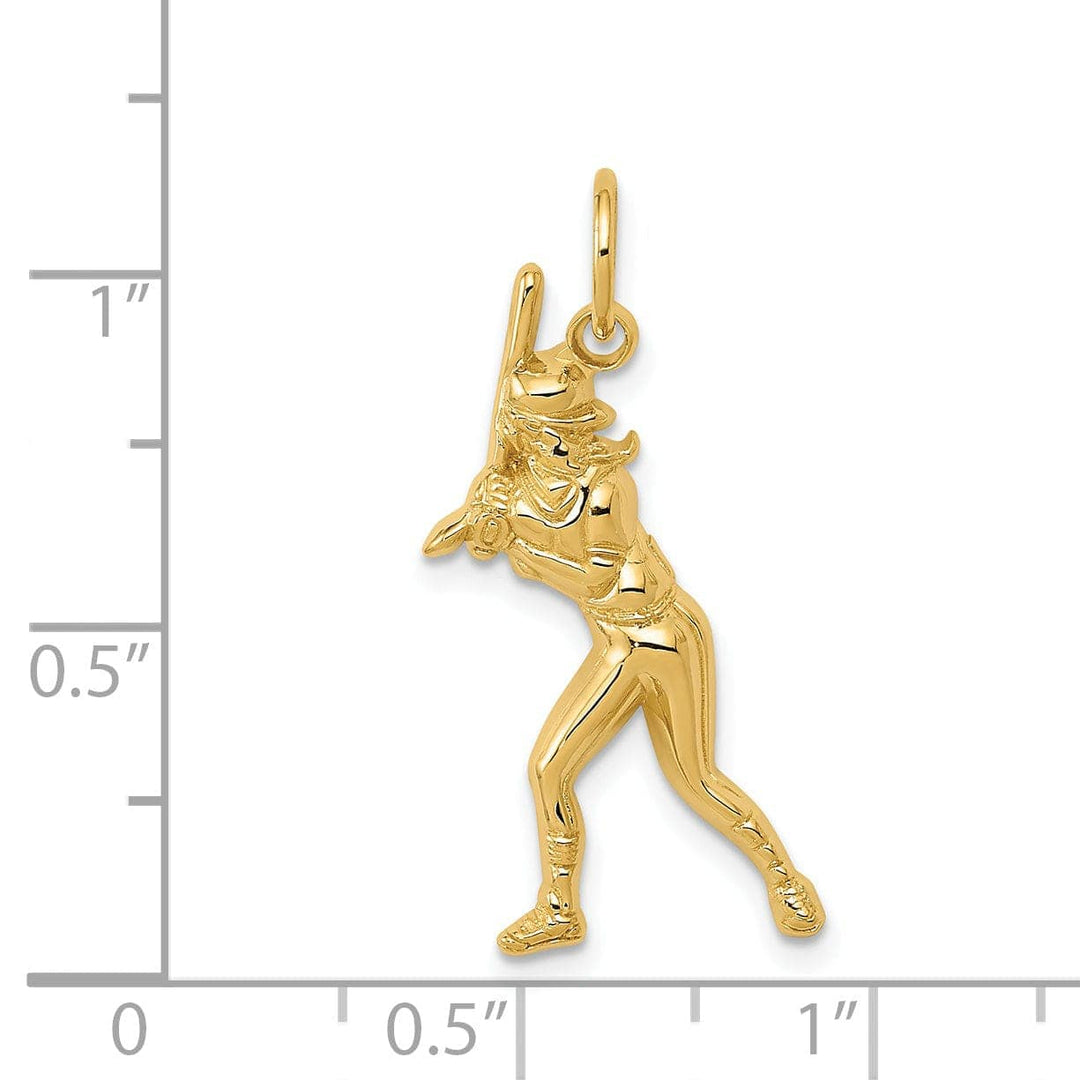 Lovely Rita's Pendants & Charms 14k Yellow Gold Female Baseball Batter Pendant