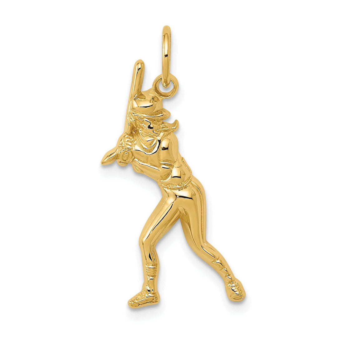 Lovely Rita's Pendants & Charms 14k Yellow Gold Female Baseball Batter Pendant