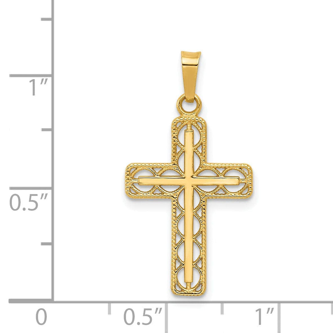 Lovely Rita's Pendants & Charms 14k Yellow Gold Filigree Design Cross Pendant