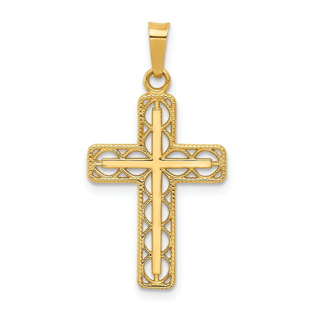Lovely Rita's Pendants & Charms 14k Yellow Gold Filigree Design Cross Pendant