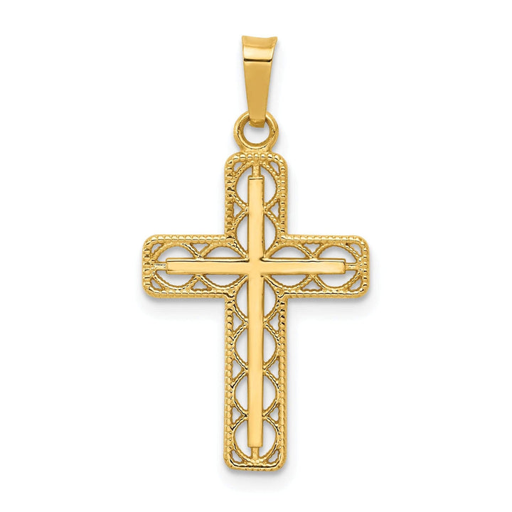 Lovely Rita's Pendants & Charms 14k Yellow Gold Filigree Design Cross Pendant