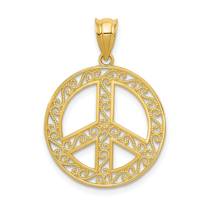 Lovely Rita's Pendants & Charms 14k Yellow Gold Filigree Peace Sign Pendant