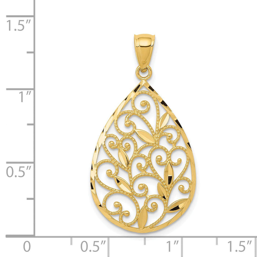 Lovely Rita's Pendants & Charms 14k Yellow Gold Filigree Teardrop Pendant