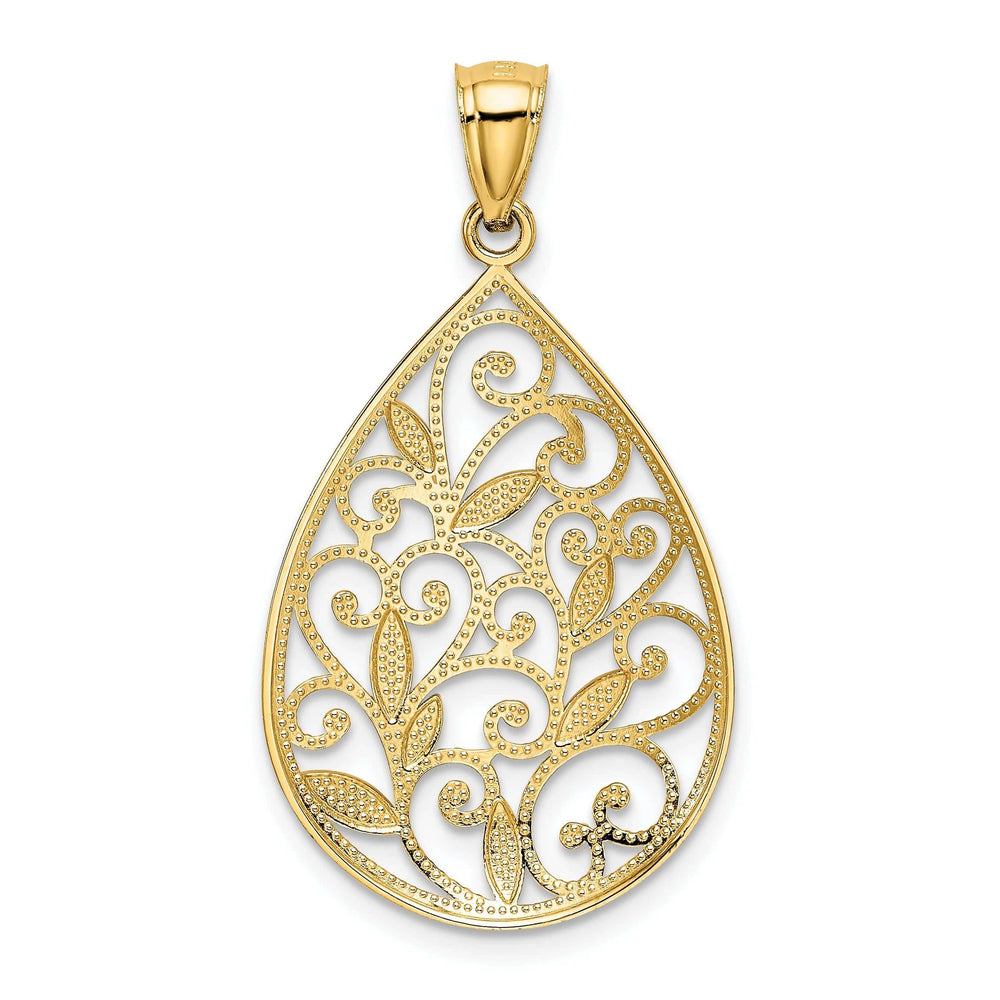 Lovely Rita's Pendants & Charms 14k Yellow Gold Filigree Teardrop Pendant