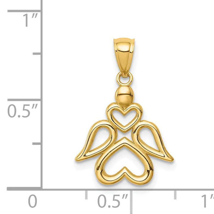 Lovely Rita's Pendants & Charms 14K Yellow Gold Finish Polish Finish Concave Angel with Hearts Pendant