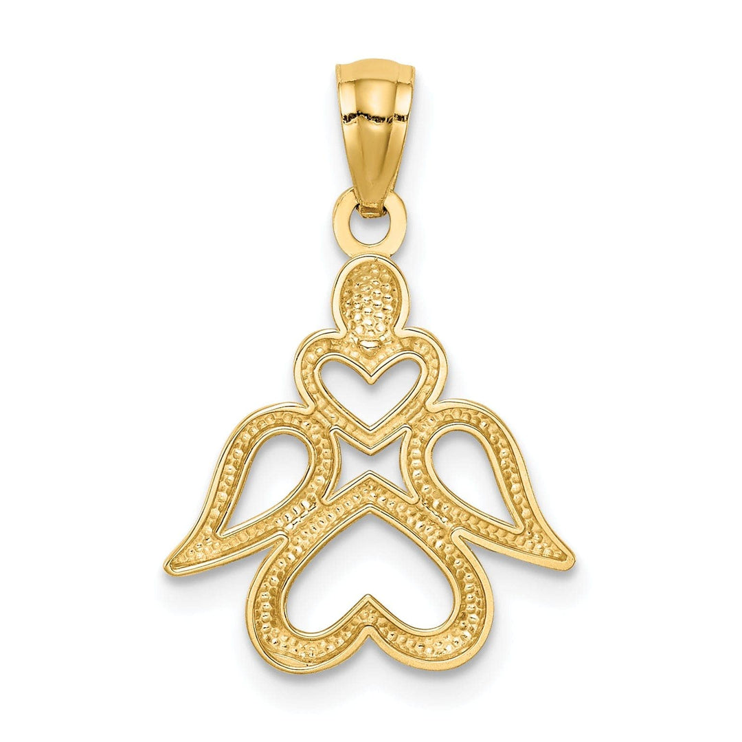 Lovely Rita's Pendants & Charms 14K Yellow Gold Finish Polish Finish Concave Angel with Hearts Pendant