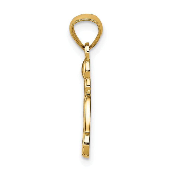 Lovely Rita's Pendants & Charms 14K Yellow Gold Finish Polish Finish Concave Angel with Hearts Pendant