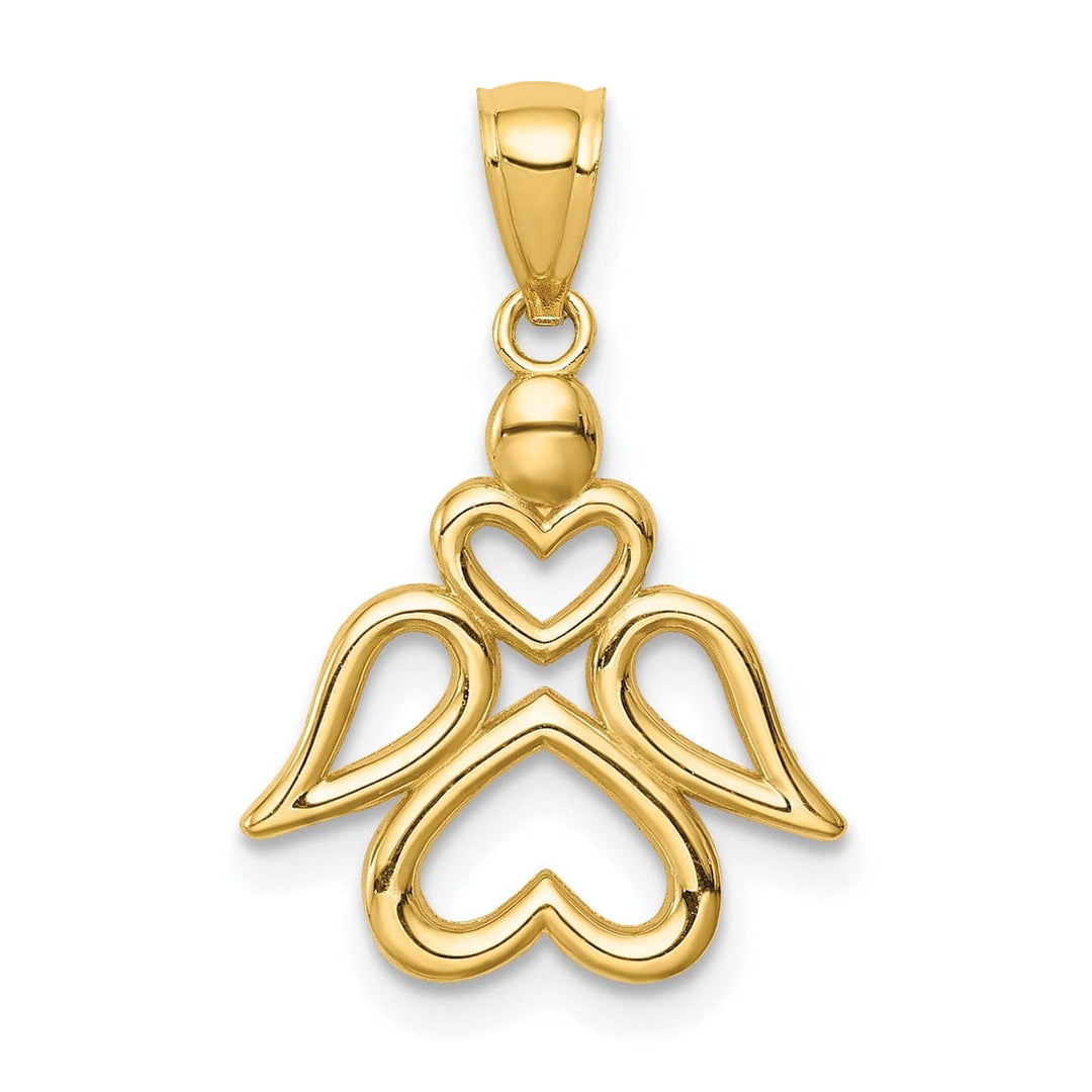 Lovely Rita's Pendants & Charms 14K Yellow Gold Finish Polish Finish Concave Angel with Hearts Pendant