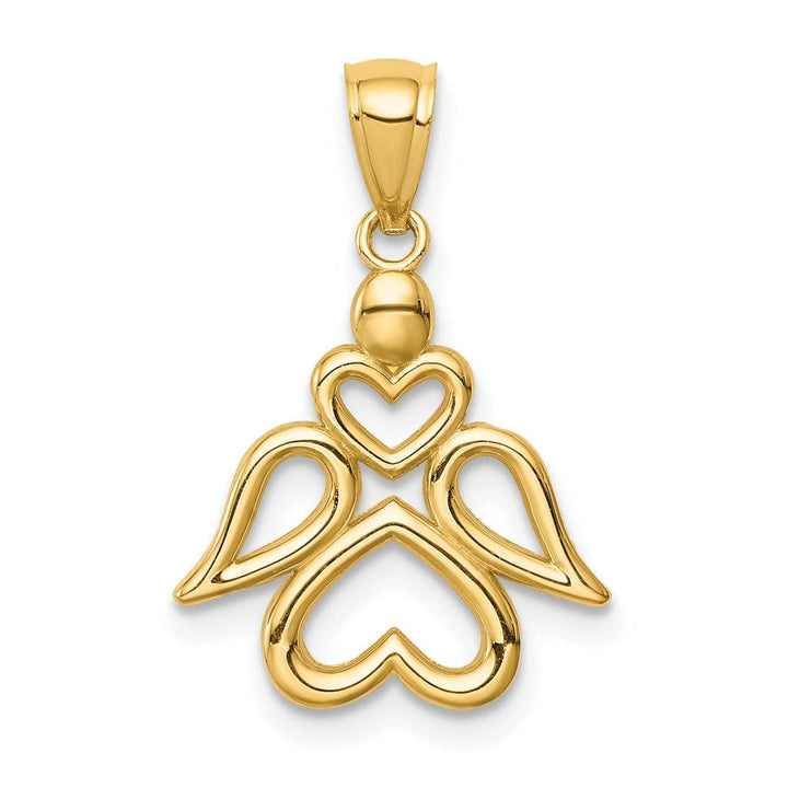 Lovely Rita's Pendants & Charms 14K Yellow Gold Finish Polish Finish Concave Angel with Hearts Pendant