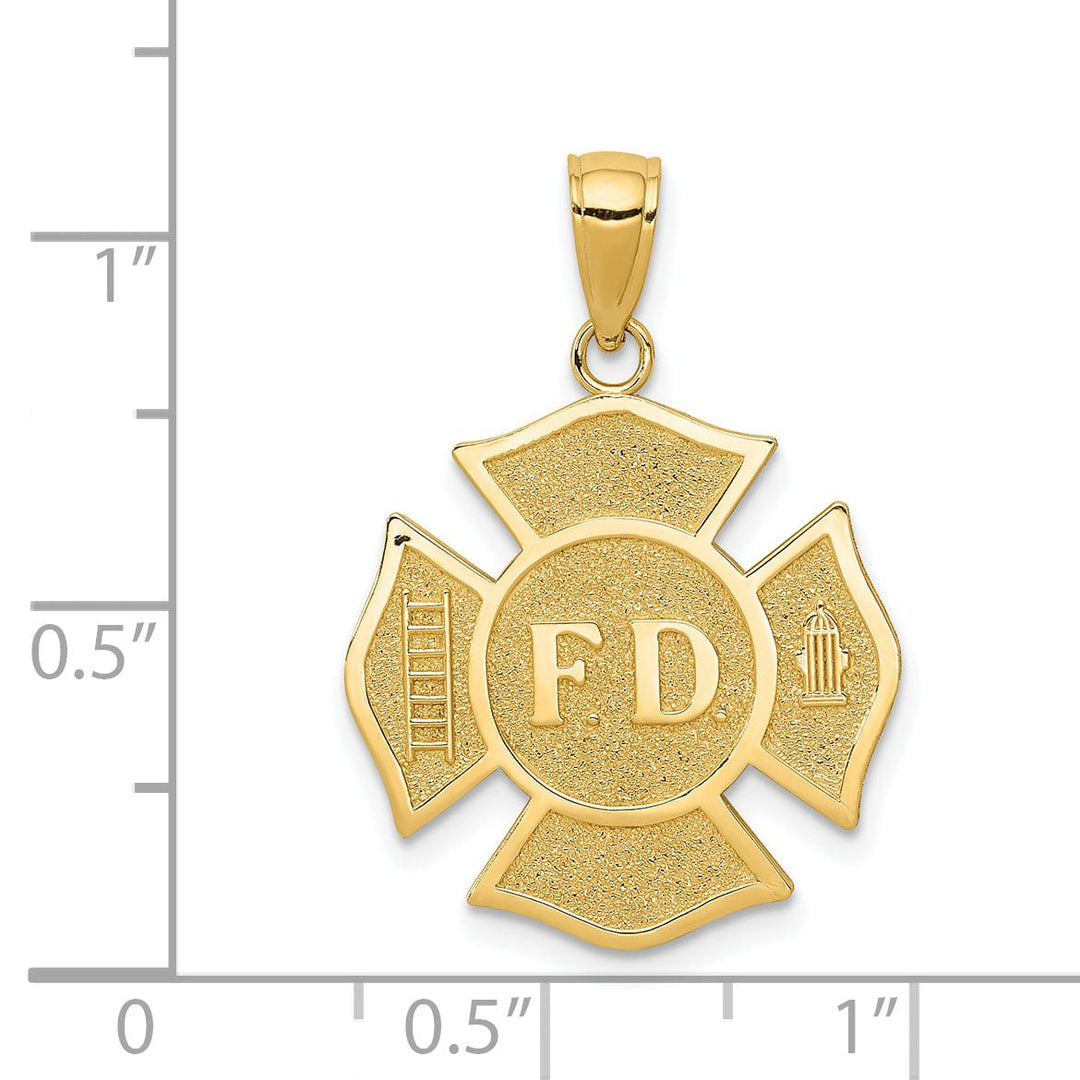 Lovely Rita's Pendants & Charms 14k Yellow Gold Fire Department Badge Pendant