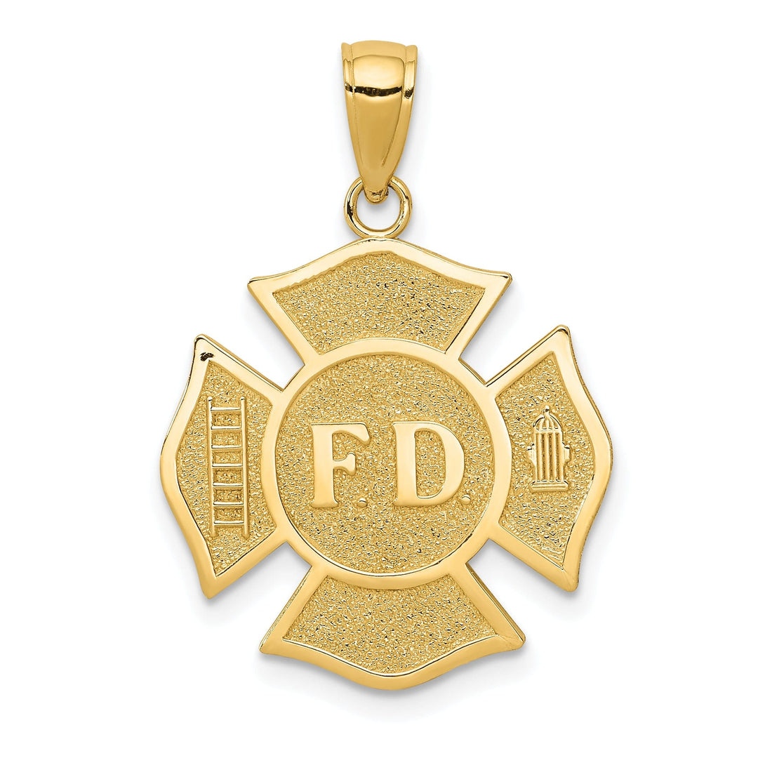 Lovely Rita's Pendants & Charms 14k Yellow Gold Fire Department Badge Pendant