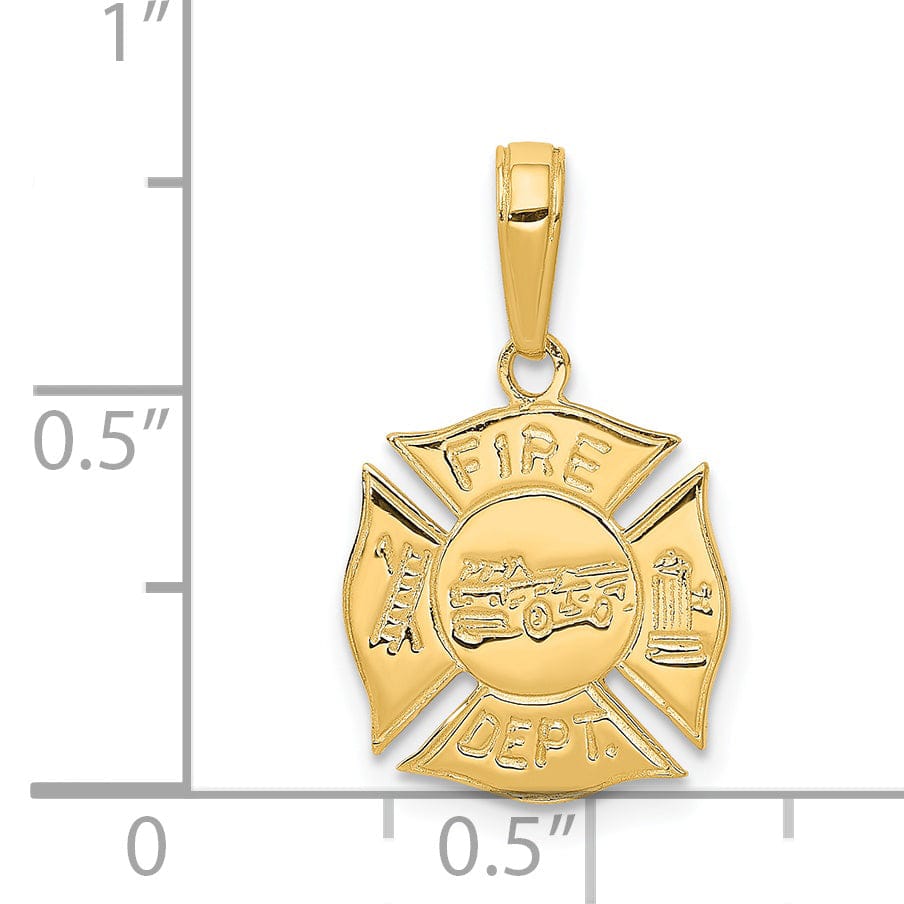 Lovely Rita's Pendants & Charms 14k Yellow Gold Fire Dept Shield Charm Pendant