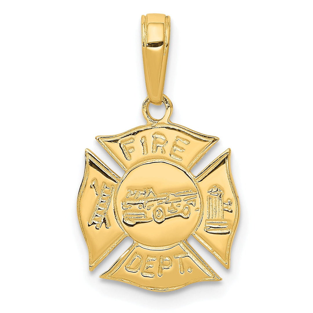 Lovely Rita's Pendants & Charms 14k Yellow Gold Fire Dept Shield Charm Pendant
