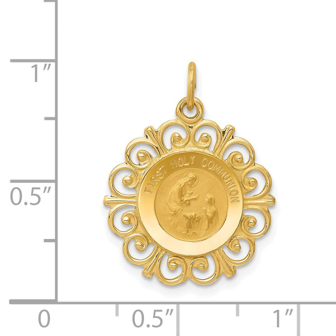 Lovely Rita's Pendants & Charms 14k Yellow Gold First Holy Communion Medal. Engraving fee $22.00.