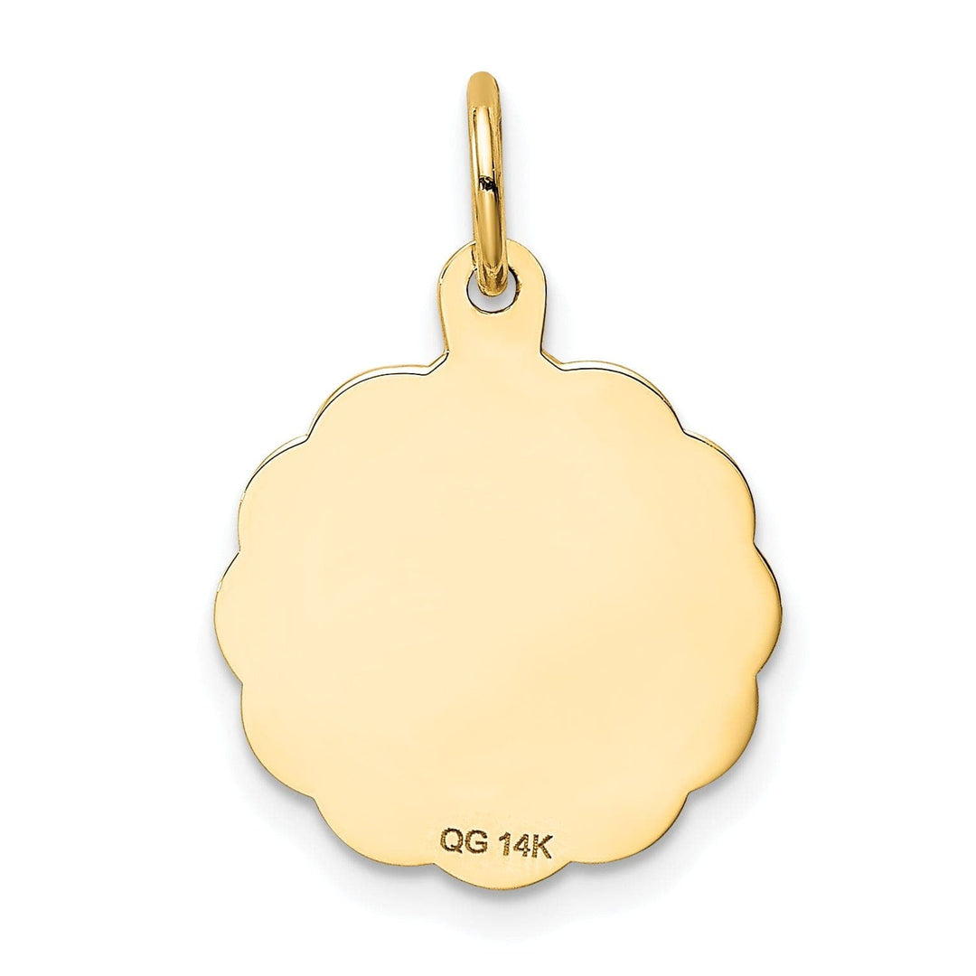 Lovely Rita's Pendants & Charms 14K Yellow Gold Flat Back Brush Polished Finish SPECIAL DAUGHTER in Round Ridge Trim Design Charm Pendant