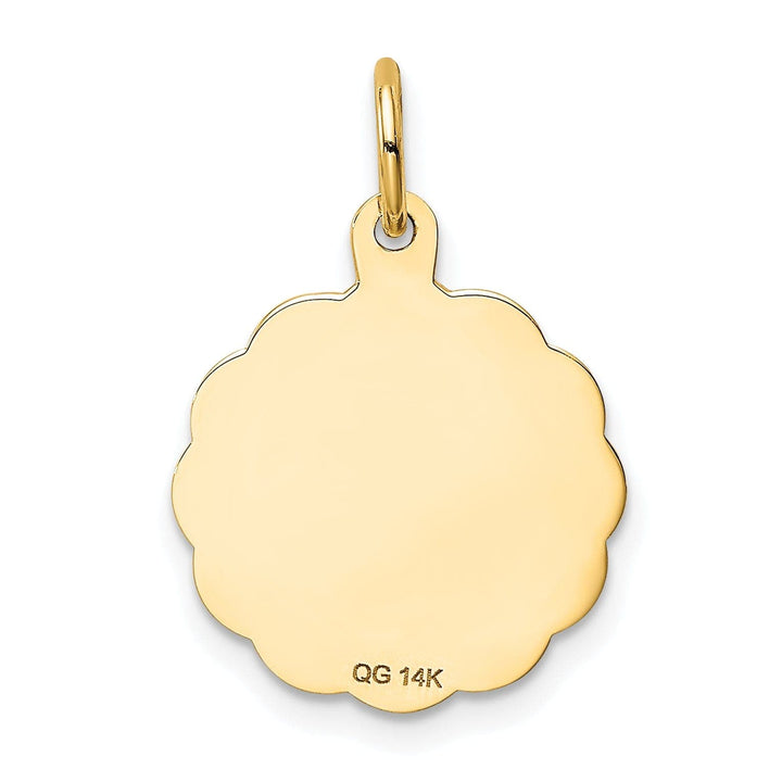 Lovely Rita's Pendants & Charms 14K Yellow Gold Flat Back Brush Polished Finish SPECIAL DAUGHTER in Round Ridge Trim Design Charm Pendant