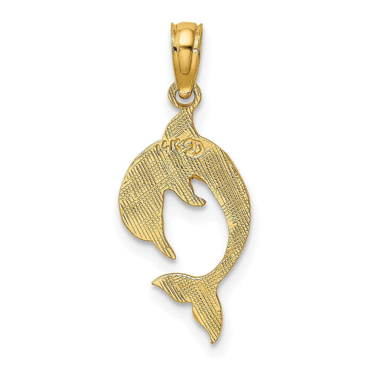 Lovely Rita's Pendants & Charms 14k Yellow Gold Flat Back Casted Solid Polished Finish Dolphin Charm Pendant