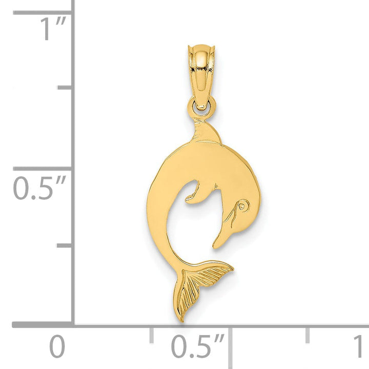 Lovely Rita's Pendants & Charms 14k Yellow Gold Flat Back Casted Solid Polished Finish Dolphin Charm Pendant