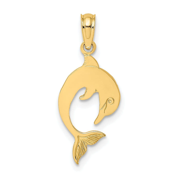 Lovely Rita's Pendants & Charms 14k Yellow Gold Flat Back Casted Solid Polished Finish Dolphin Charm Pendant