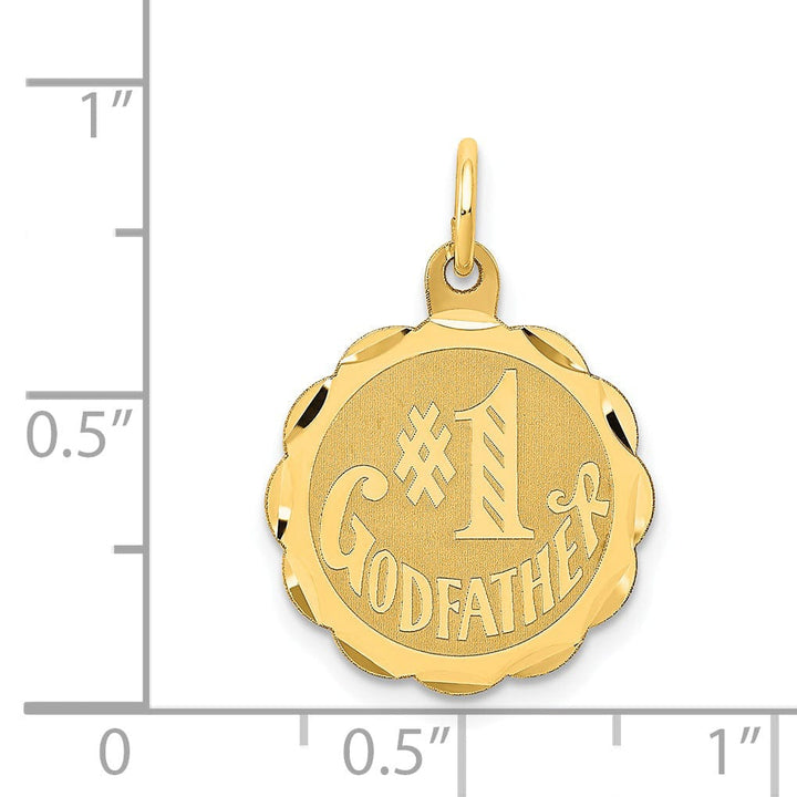 Lovely Rita's Pendants & Charms 14K Yellow Gold Flat Back Polished Brushed Finish Round Shape with Lace Trim Design #1 GODFATHER Charm Pendant