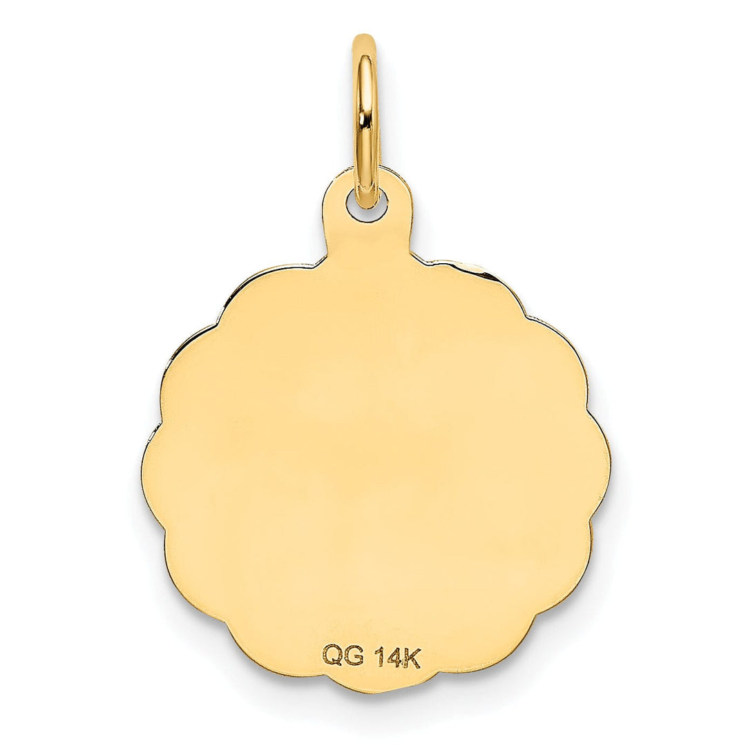 Lovely Rita's Pendants & Charms 14K Yellow Gold Flat Back Polished Brushed Finish Round Shape with Lace Trim Design #1 GRANDPA Charm Pendant