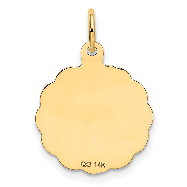 Lovely Rita's Pendants & Charms 14K Yellow Gold Flat Back Polished Brushed Finish Round Shape with Lace Trim Design #1 GRANDPA Charm Pendant