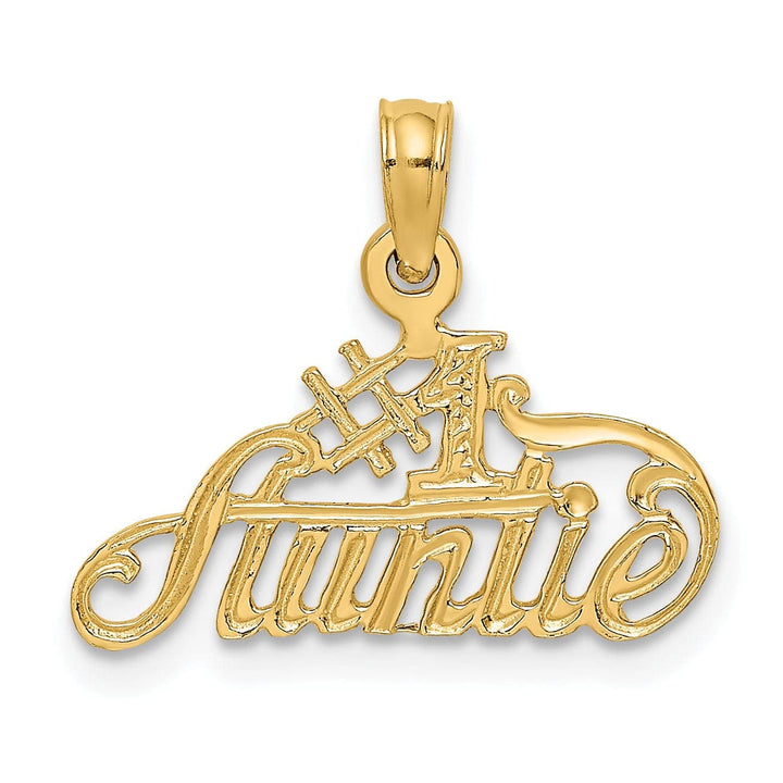 Lovely Rita's Pendants & Charms 14k Yellow Gold Flat Back Polished Finish #1 AUNTIE Charm Pendant
