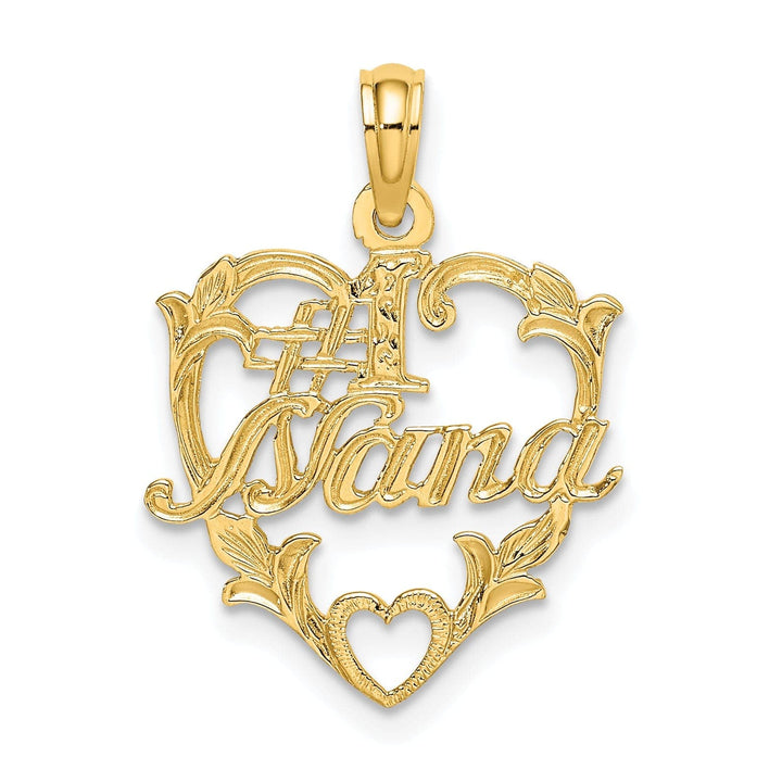 Lovely Rita's Pendants & Charms 14K Yellow Gold Flat Back Polished Finish #1 NANA in Heart Fancy Design Charm Pendant
