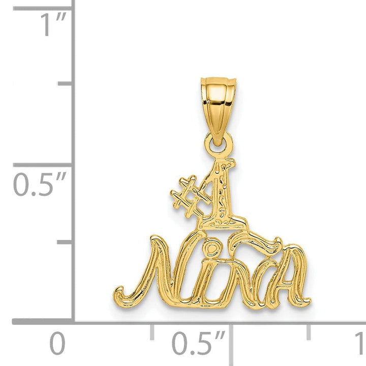 Lovely Rita's Pendants & Charms 14K Yellow Gold Flat Back Polished Finish #1 NINA Script Design Charm Pendant