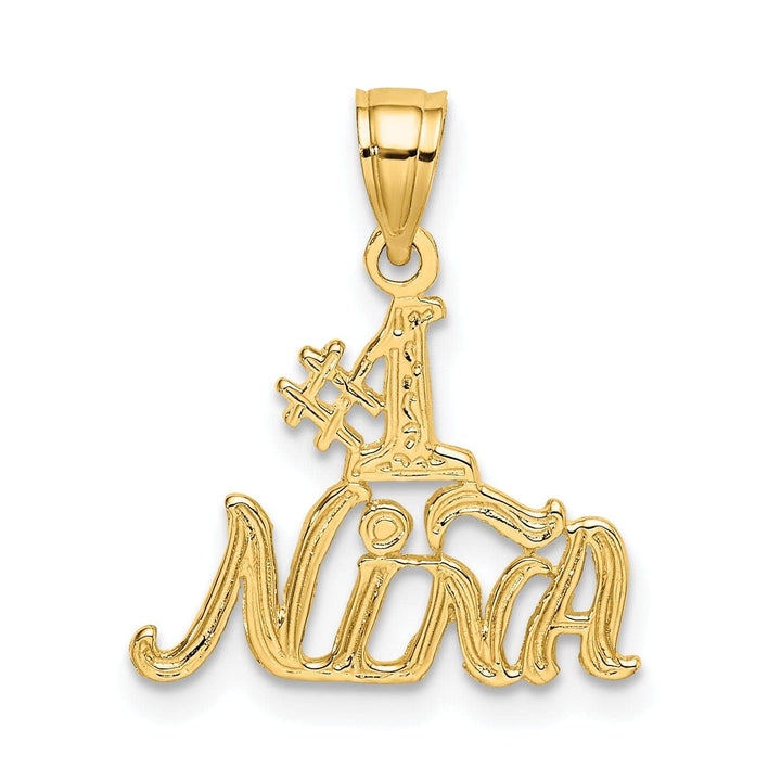 Lovely Rita's Pendants & Charms 14K Yellow Gold Flat Back Polished Finish #1 NINA Script Design Charm Pendant