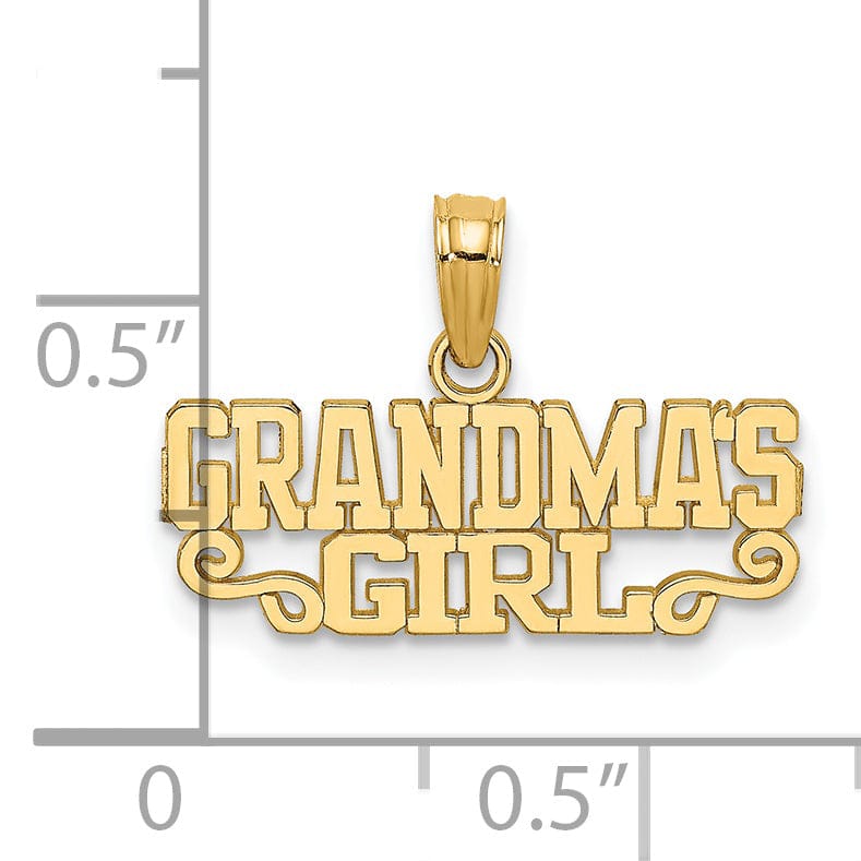 Lovely Rita's Pendants & Charms 14k Yellow Gold Flat Back Polished Finish GRANDMA'S GIRL in Script Charm Pendant
