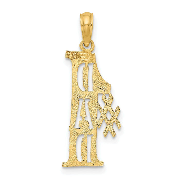 Lovely Rita's Pendants & Charms 14k Yellow Gold Flat Back Polished Finish Script #1 DAD Cut Out Vertical Design Charm Pendant