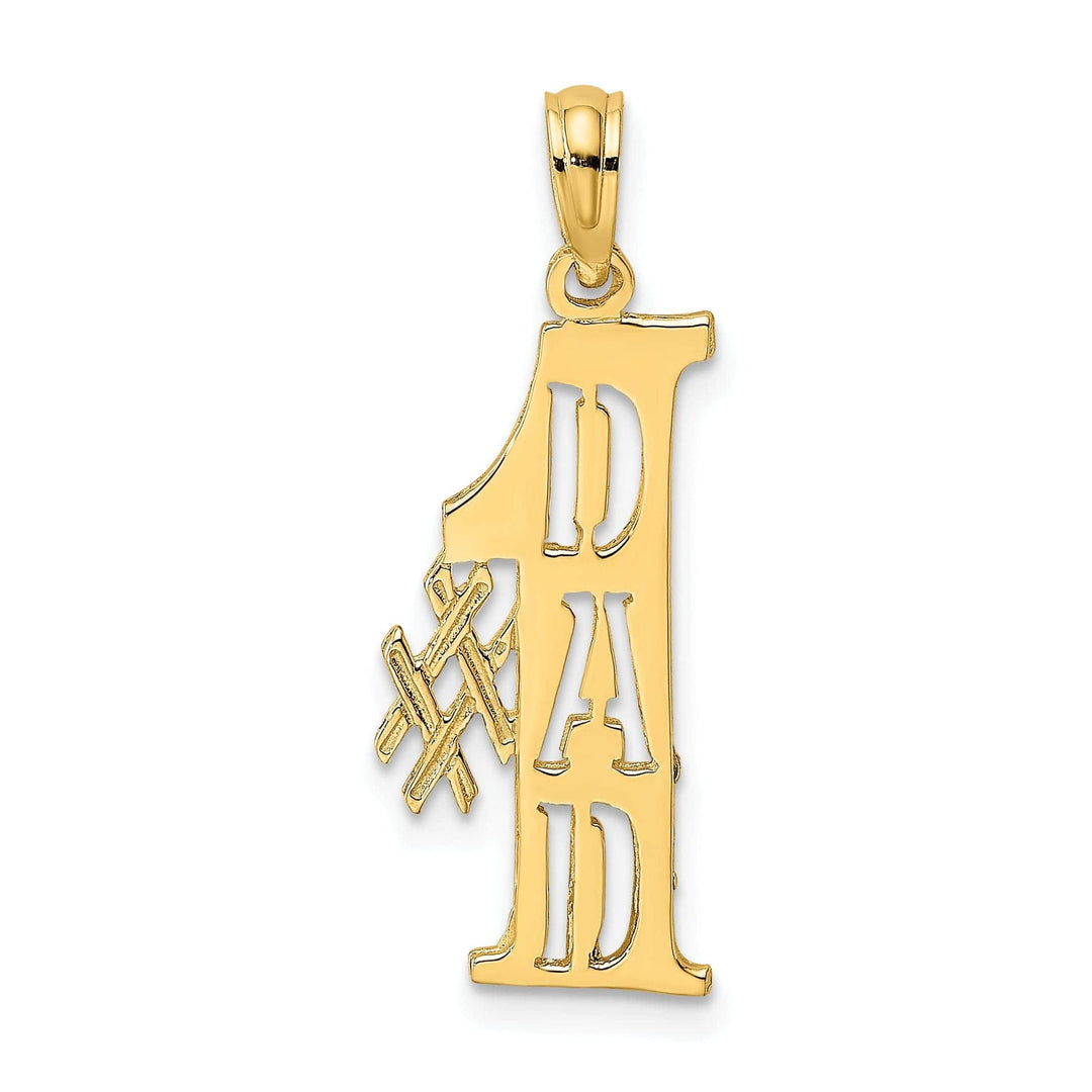 Lovely Rita's Pendants & Charms 14k Yellow Gold Flat Back Polished Finish Script #1 DAD Cut Out Vertical Design Charm Pendant