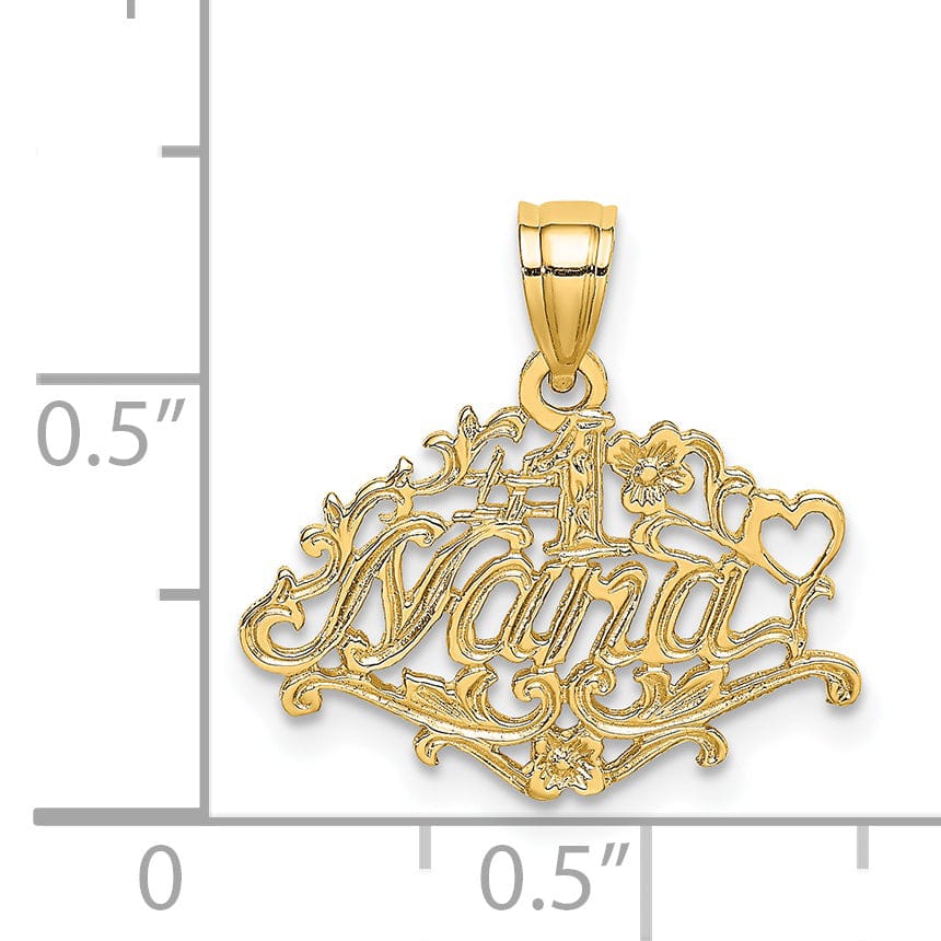 Lovely Rita's Pendants & Charms 14K Yellow Gold Flat Back Polished Finish Script #1 NANA  Design Charm Pendant