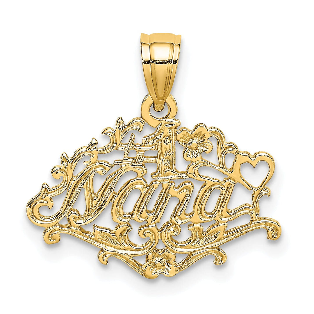 Lovely Rita's Pendants & Charms 14K Yellow Gold Flat Back Polished Finish Script #1 NANA  Design Charm Pendant