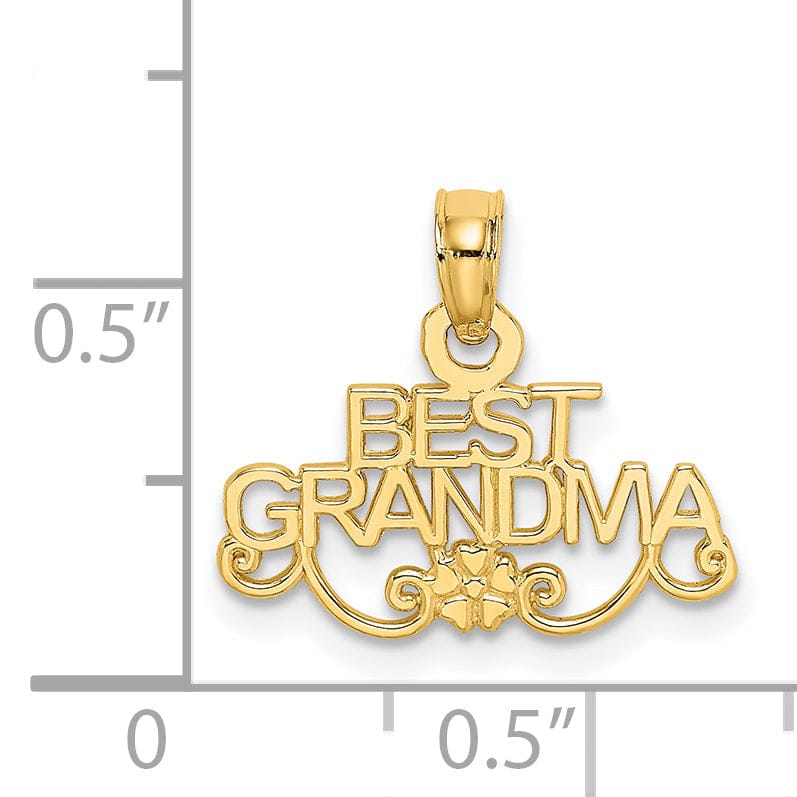 Lovely Rita's Pendants & Charms 14K Yellow Gold Flat Back Polished Finish Script BEST GRANDMA Design Charm Pendant