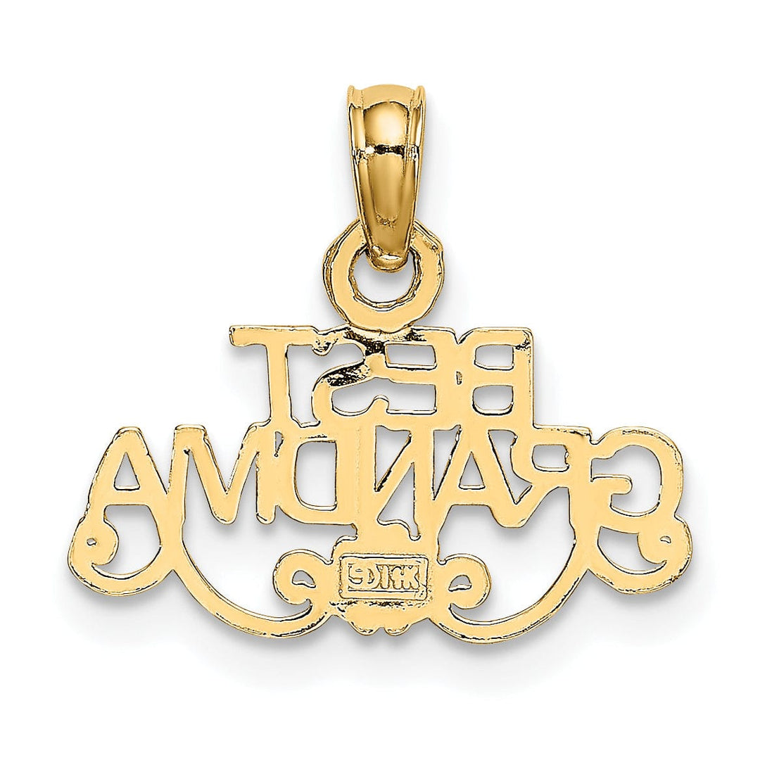 Lovely Rita's Pendants & Charms 14K Yellow Gold Flat Back Polished Finish Script BEST GRANDMA Design Charm Pendant
