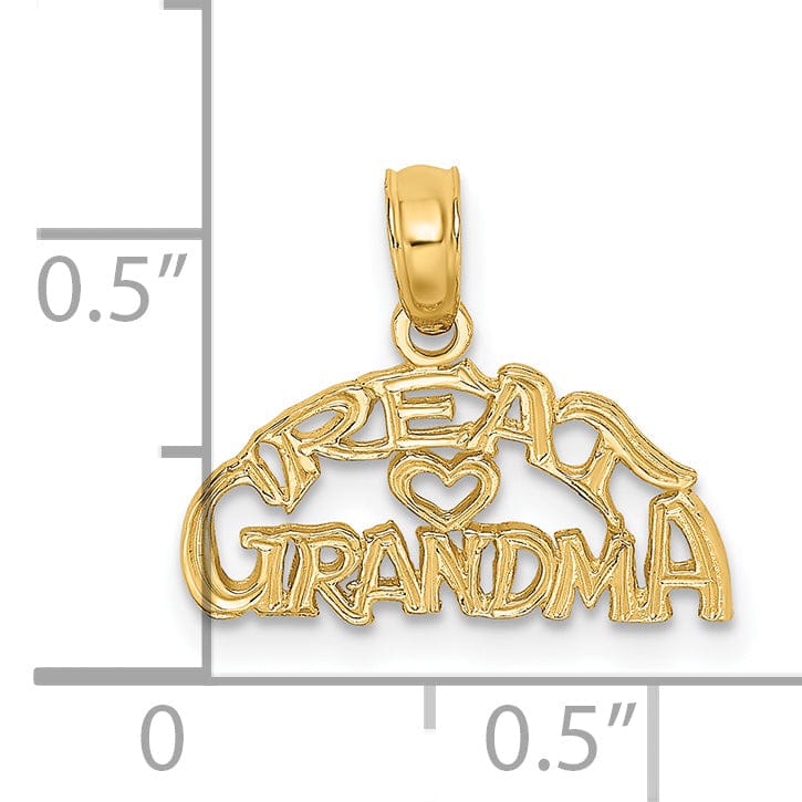 Lovely Rita's Pendants & Charms 14K Yellow Gold Flat Back Polished Finish Script GREAT GRANDMA with Heart Charm Pendant