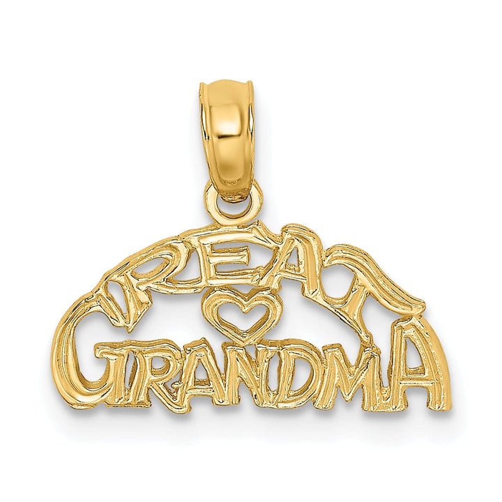 Lovely Rita's Pendants & Charms 14K Yellow Gold Flat Back Polished Finish Script GREAT GRANDMA with Heart Charm Pendant