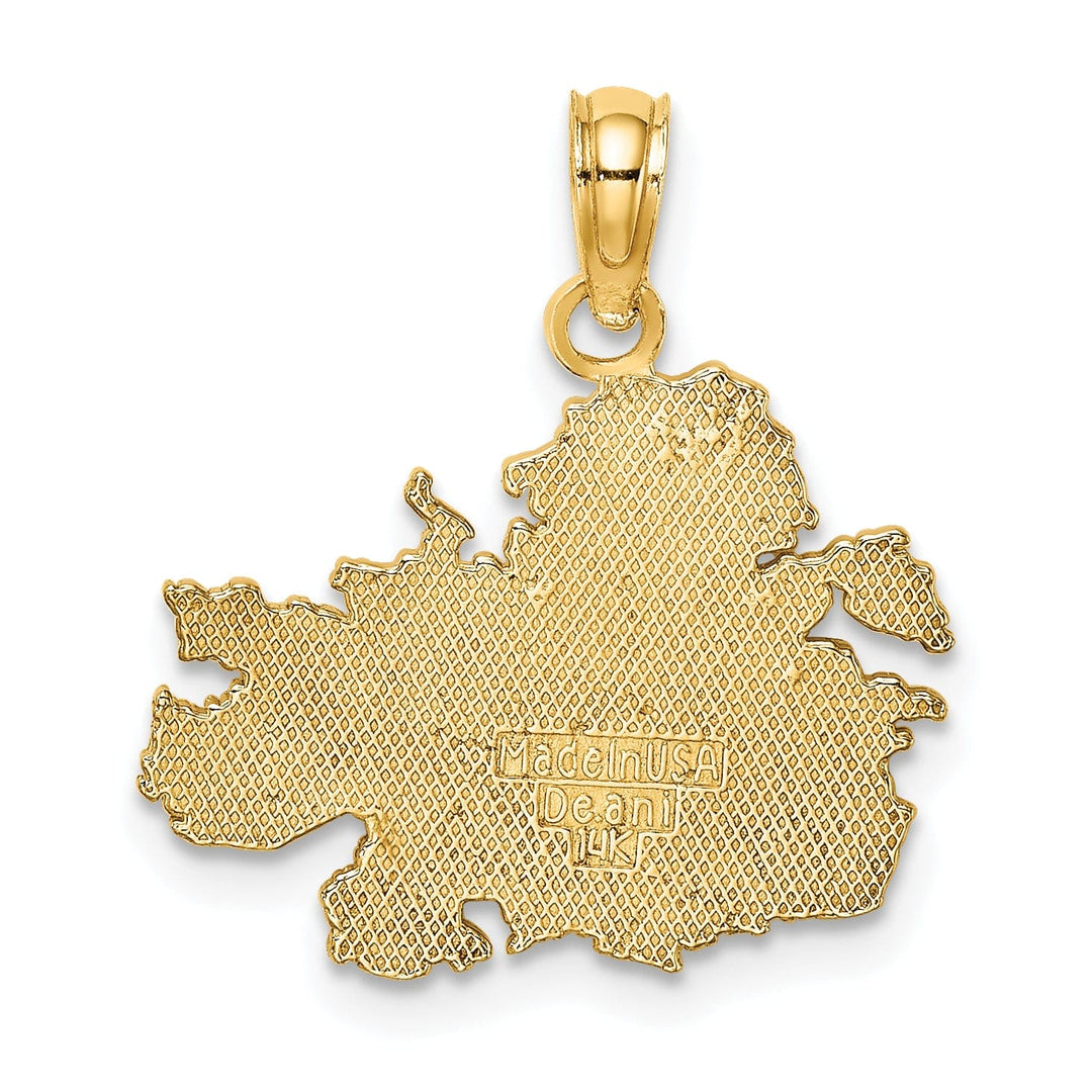 Lovely Rita's Pendants & Charms 14K Yellow Gold Flat Back Polished Finish with Engraved Discription ANTIGUA map Charm Pendant