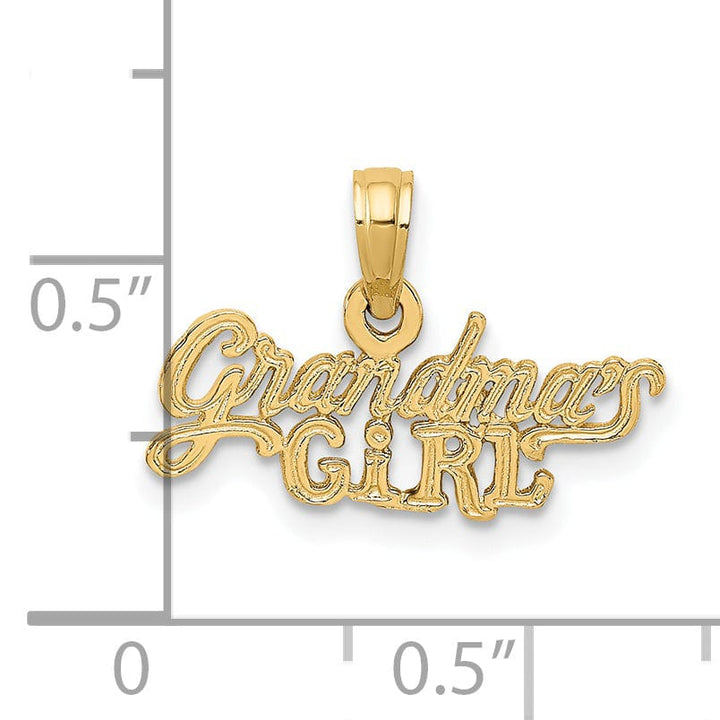 Lovely Rita's Pendants & Charms 14k Yellow Gold Flat Back Polished Textured Finish GRANDMA'S GIRL in Script Design Charm Pendant