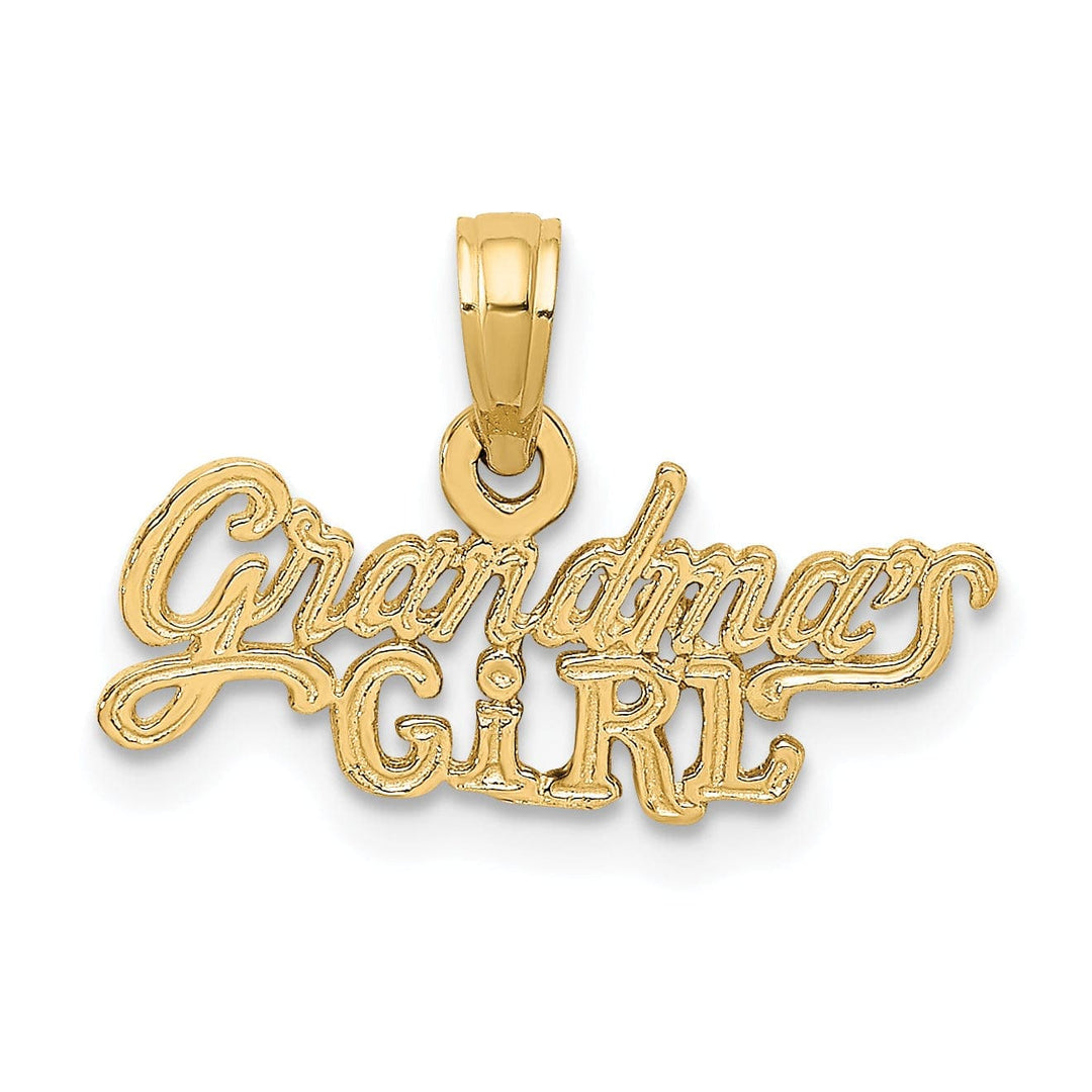 Lovely Rita's Pendants & Charms 14k Yellow Gold Flat Back Polished Textured Finish GRANDMA'S GIRL in Script Design Charm Pendant