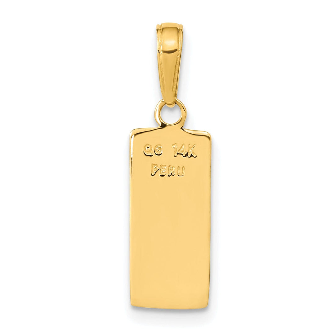 Lovely Rita's Pendants & Charms 14k Yellow Gold Flat Back Solid Polished Finish 3-Diamentional Gold Bar Charm Pendant