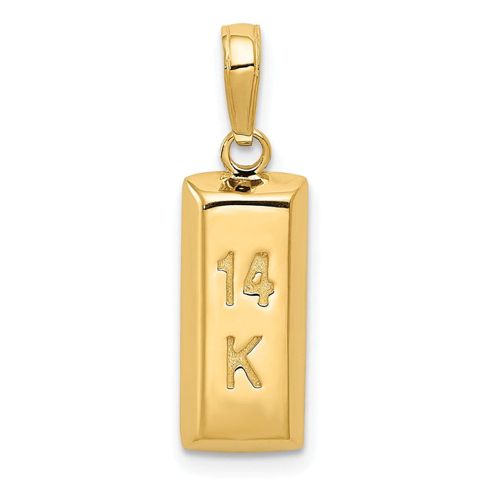 Lovely Rita's Pendants & Charms 14k Yellow Gold Flat Back Solid Polished Finish 3-Diamentional Gold Bar Charm Pendant