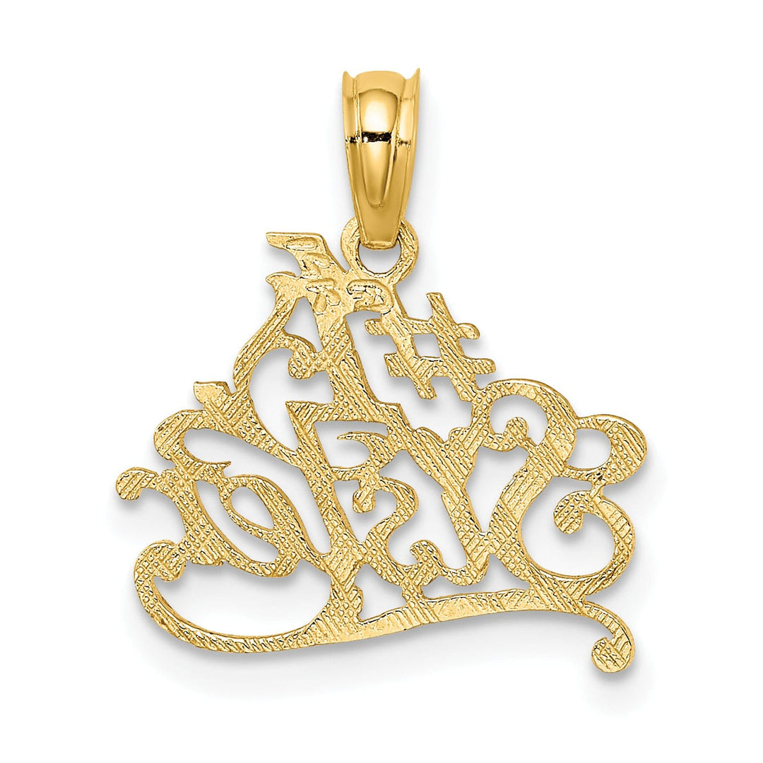 Lovely Rita's Pendants & Charms 14K Yellow Gold Flat Back Textured Finish In Fancy Script #1 SISTER Charm Pendant